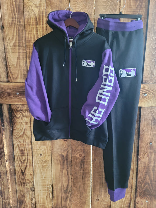 BLK/PURPLE ZIP UP THE ONES SUIT